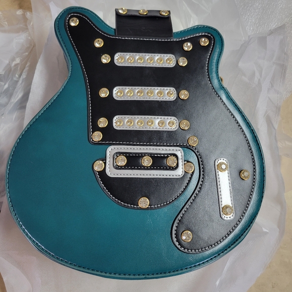 Guitar embellished pu leather guitar backpack/bag-turquoise main image 6
